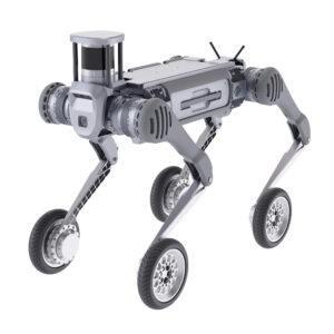 Unitree B2-W wheeled industrial robot with LiDAR for autonomous navigation